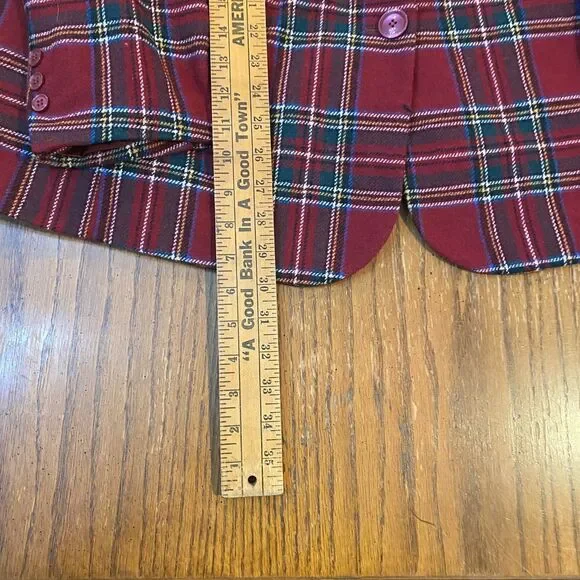 Preppy Chadwicks Wool Blend Red Tartan Plaid Blazer Retro Lined Button Front 22W - Picture 6 of 7